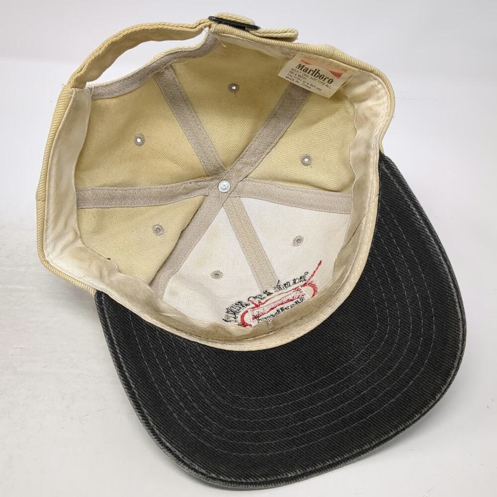 Marlboro Unlimited Adventure Team Baseball Cap Beige Black One Size Cotton Hat - Picture 7 of 10